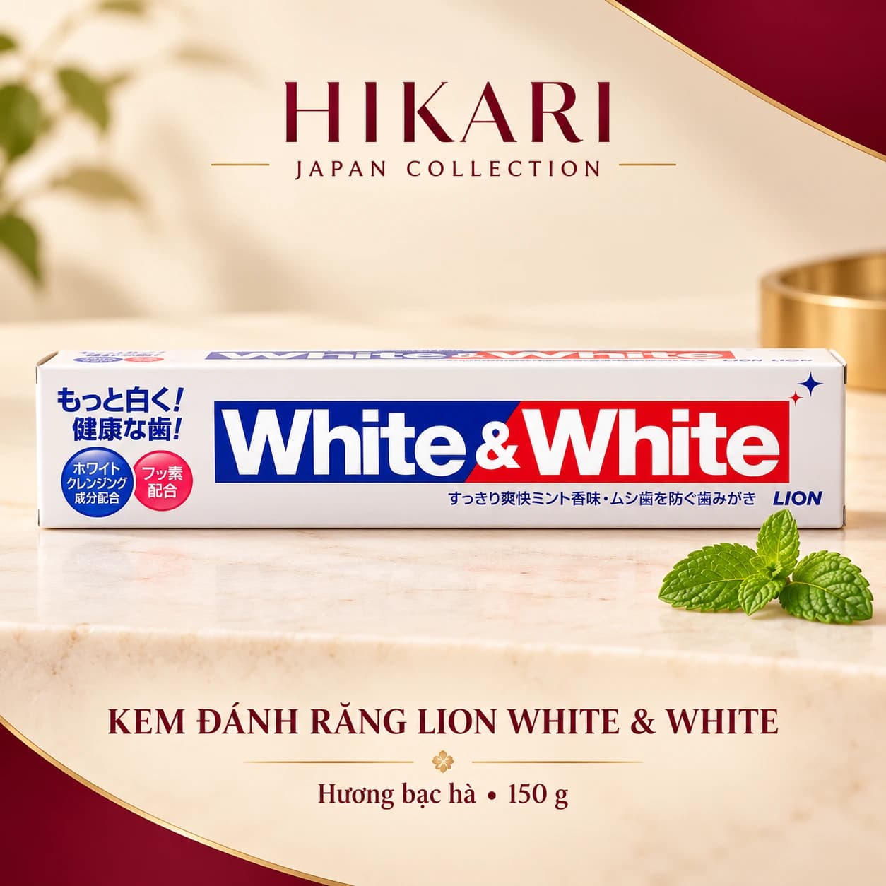 Kem đánh răng LION White & White hương bạc hà 150 g — ảnh 1