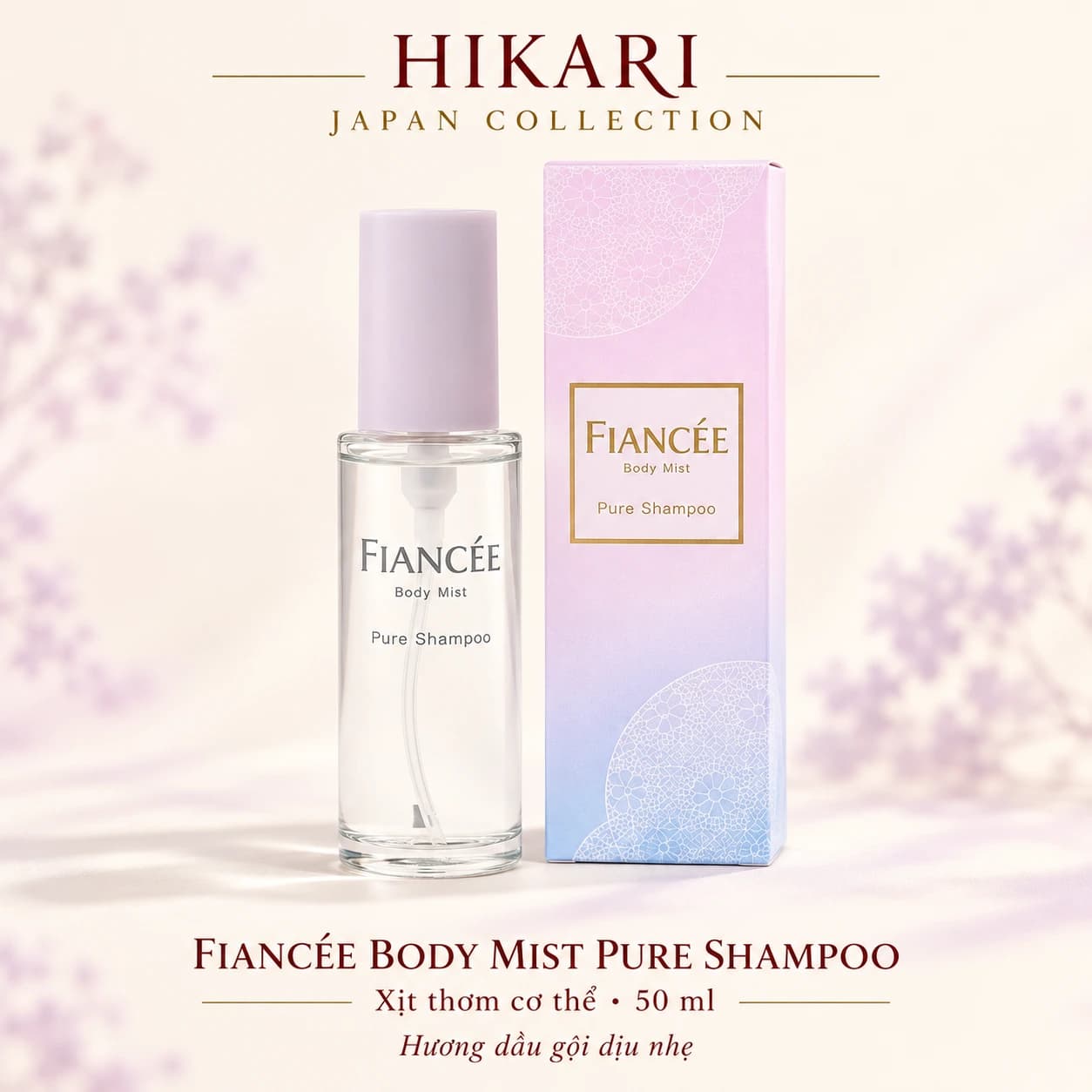 Xịt thơm cơ thể FIANCÉE Body Mist Pure Shampoo hương dầu gội 50 ml — ảnh 1