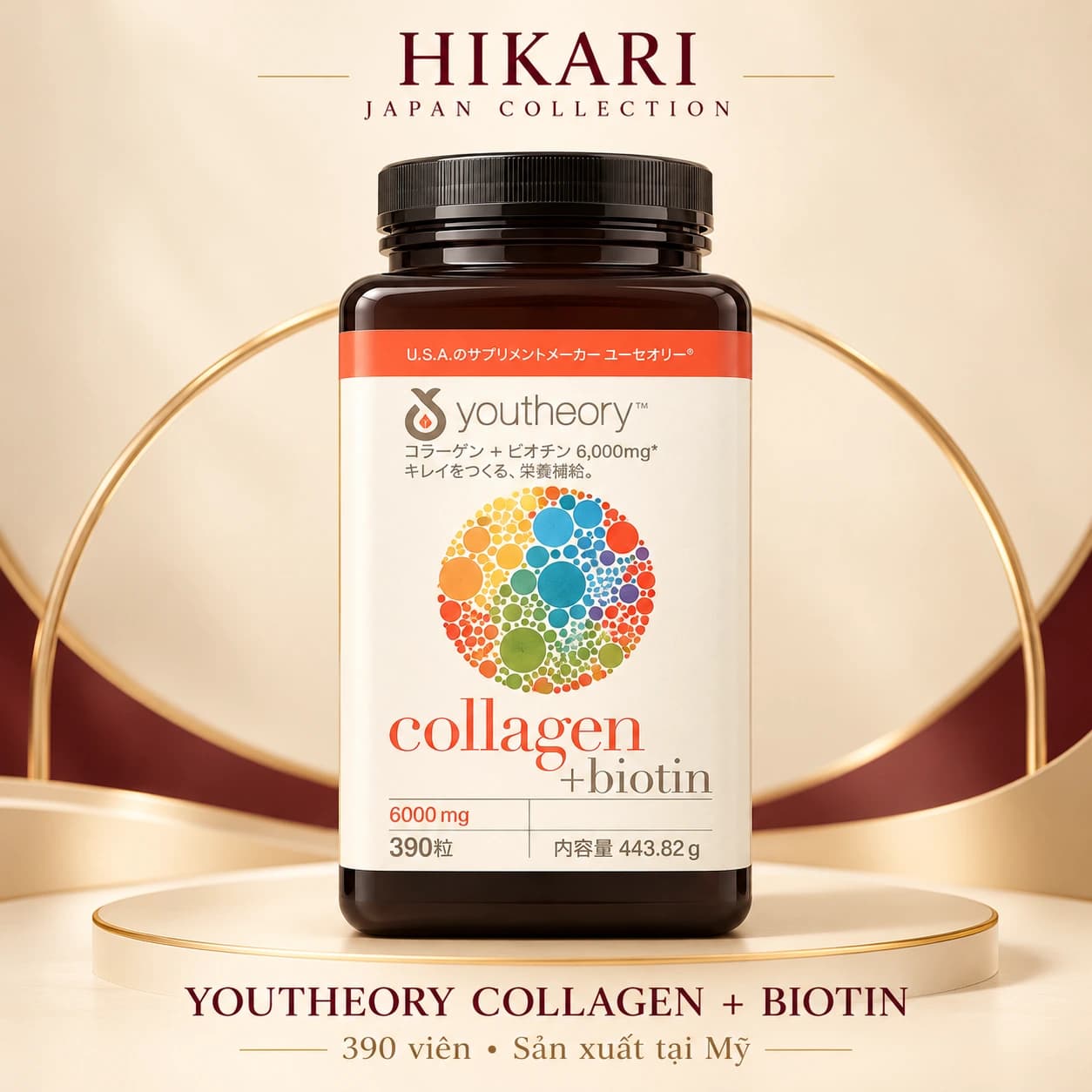 Viên uống bổ sung Collagen và Biotin Youtheory 6 000 mg – 390 viên — ảnh 1